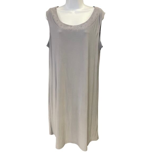 R&M Richards Womens Size XL Tan Chiffon Purple Beading Dress w/ Jacket Dark Grey - Picture 4 of 5